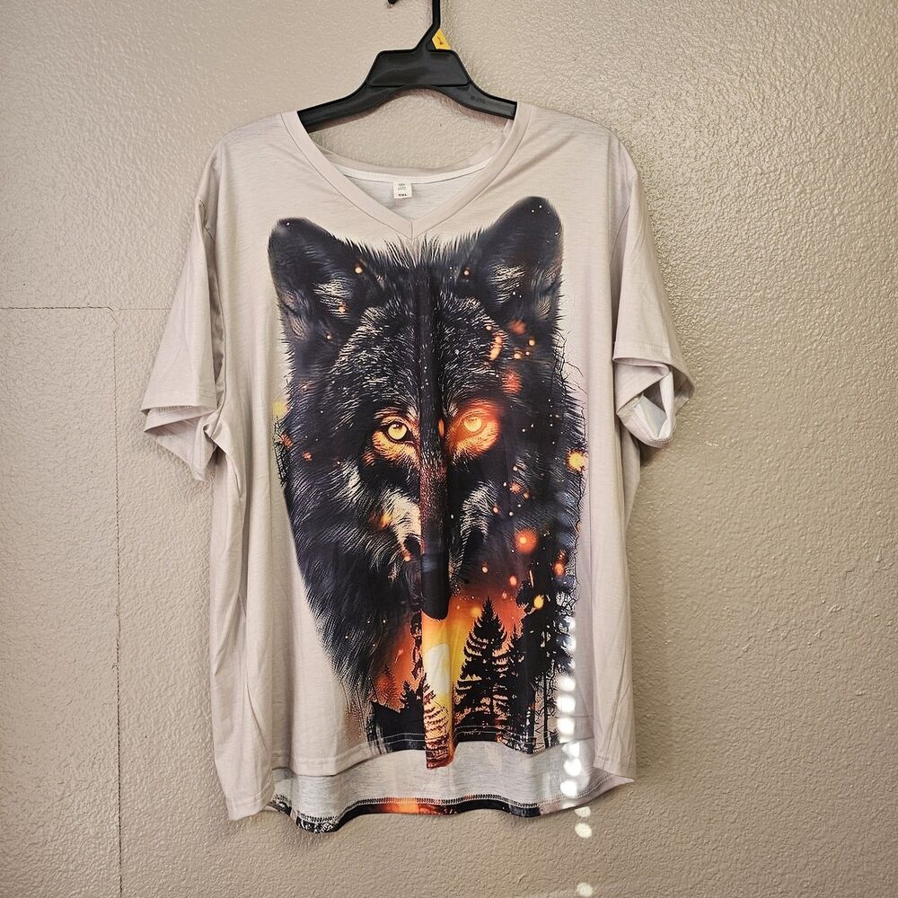 Monkey Chaos All Over Print Graphic Shirt Wolf Wilderness Sz 5XL Majestic M589